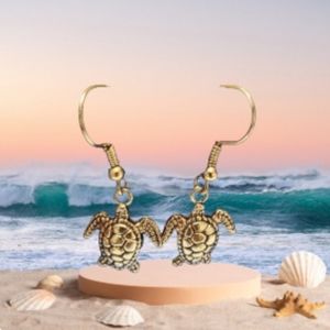 Silver Oxidized Turtle Drop Earrings💖🎁🌹New❣️💝💕